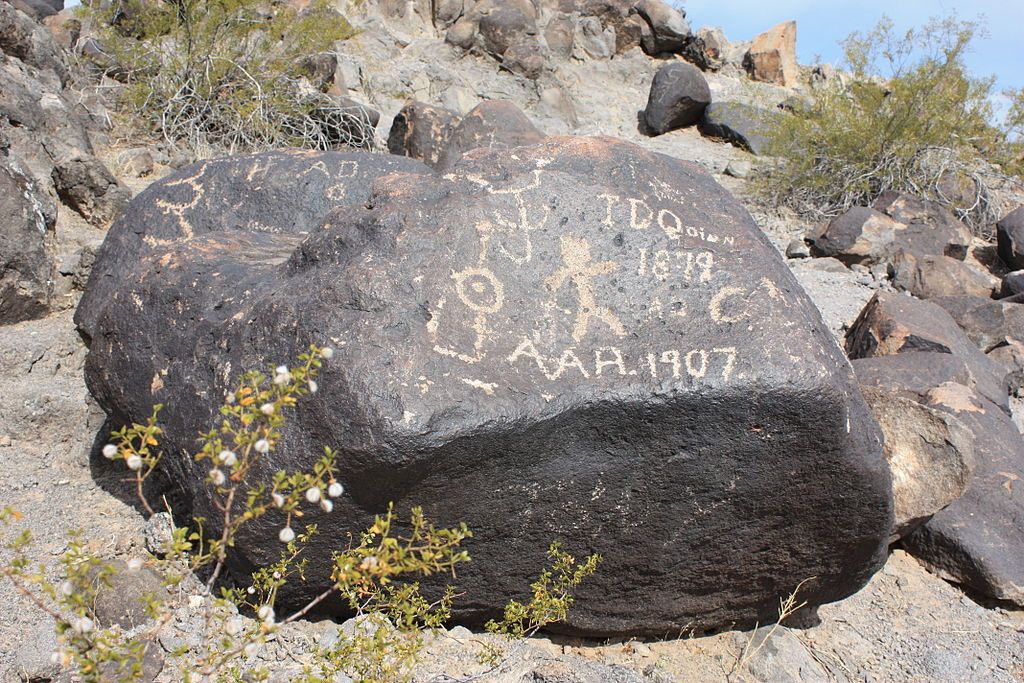Inscriptions on rocks at Painted Rock Petroglyph Site