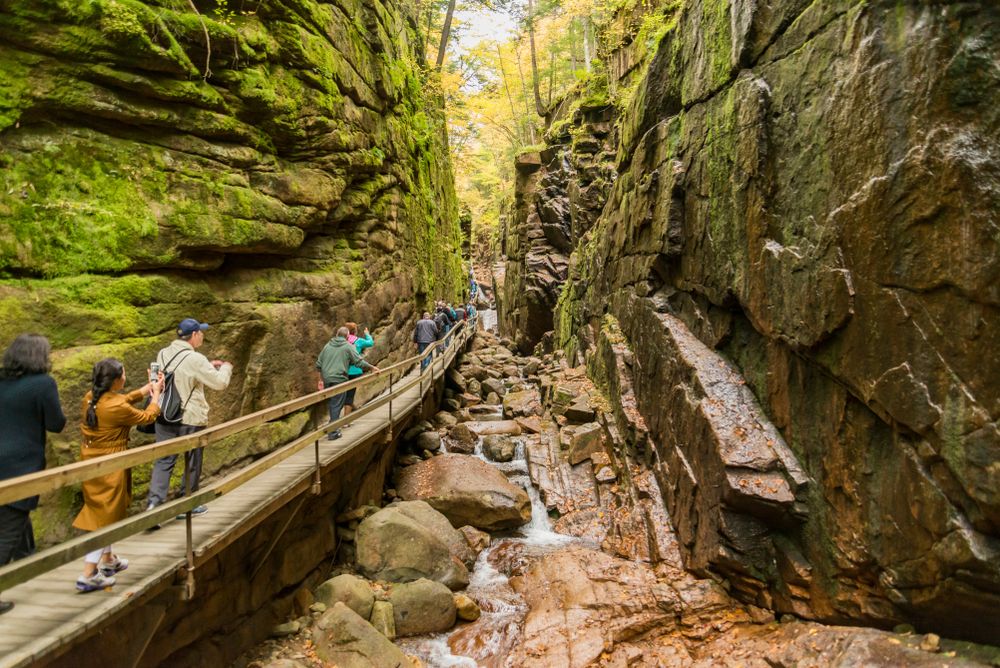 Hikers at Flume Gorge