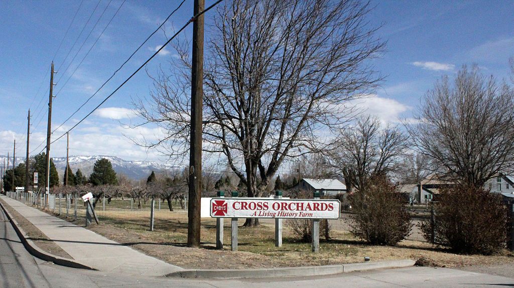 Welcome sign of Cross Orchards Historic Site