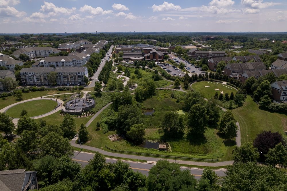 Aerial view of Germantown Town Center Urban Park