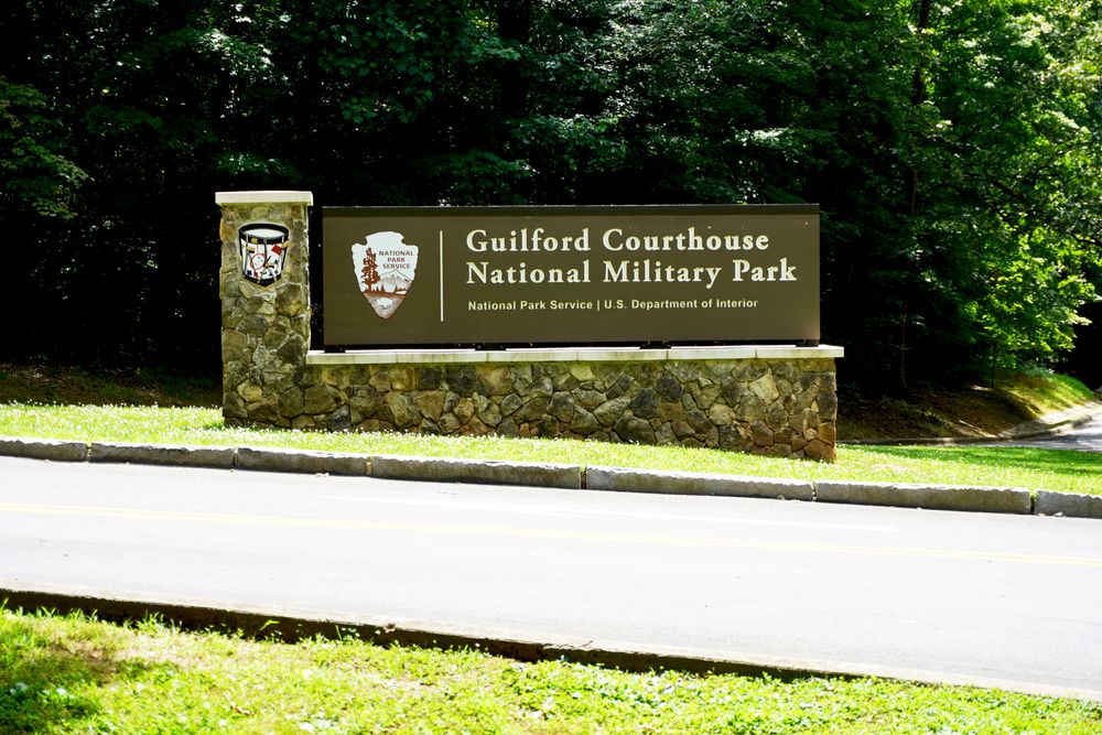 Welcome sign of Guilford Courthouse National Military Park