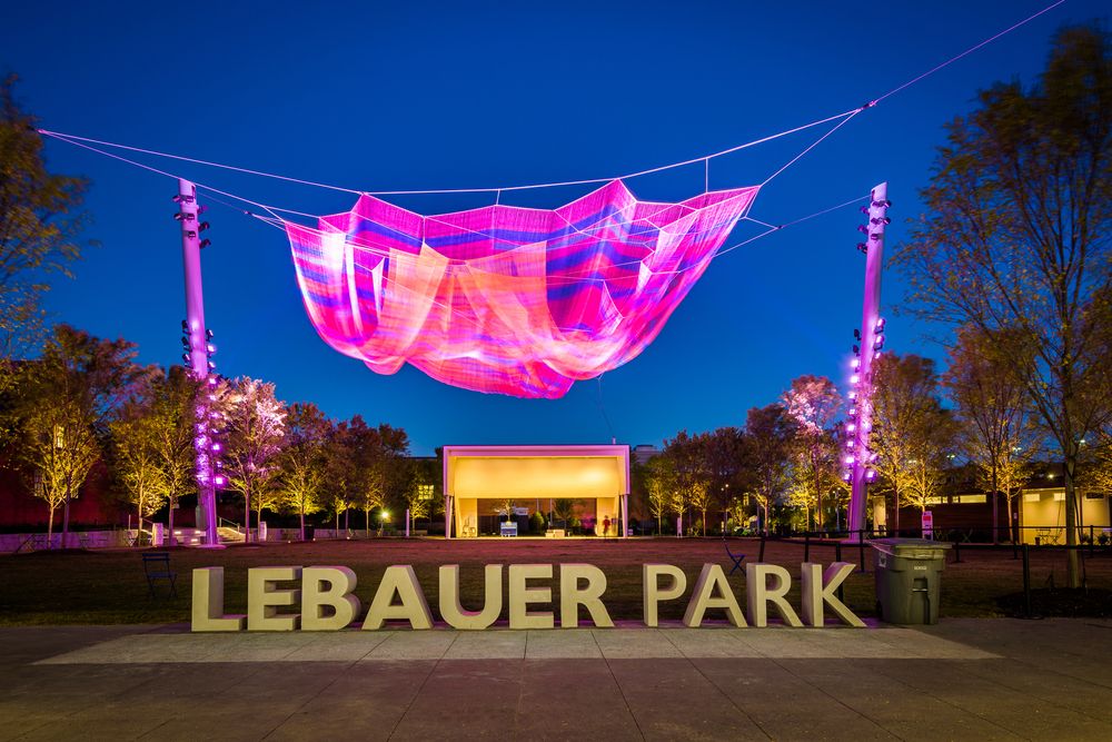 Welcome sign of LeBauer Park