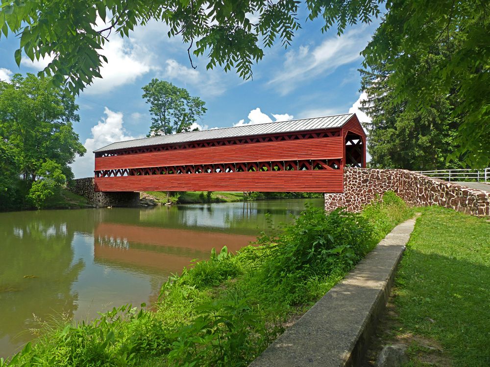 Side view of Sachs Covered Bridge