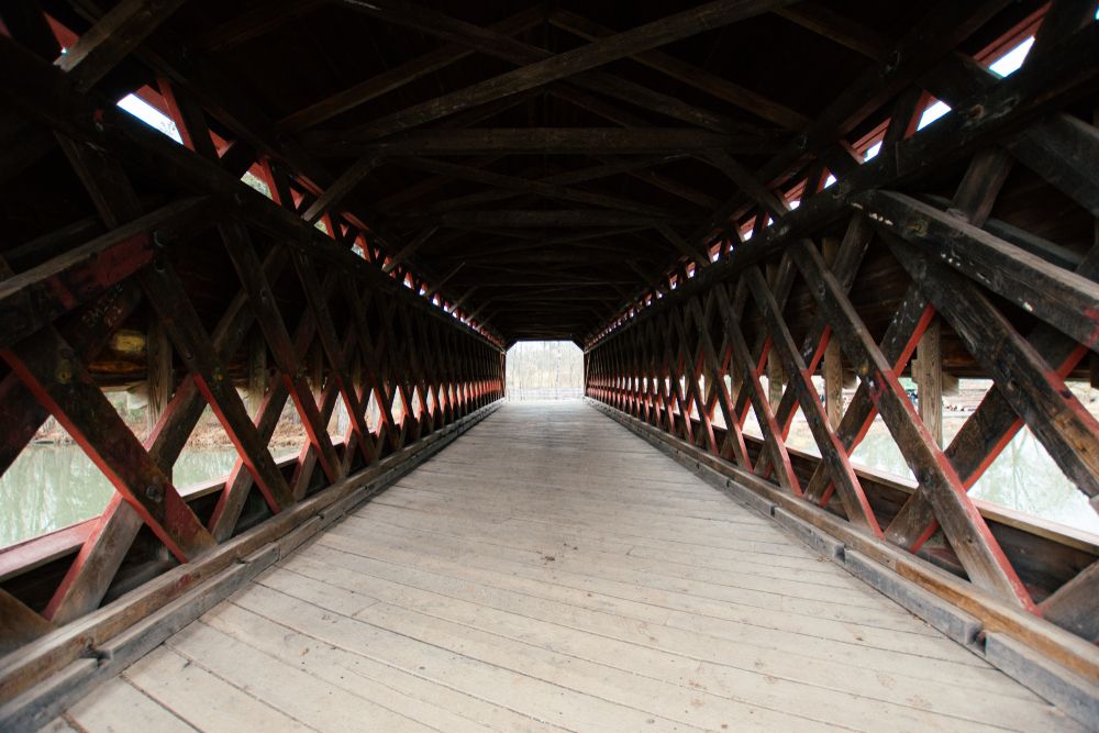 The view from inside the Sachs Covered Bridge