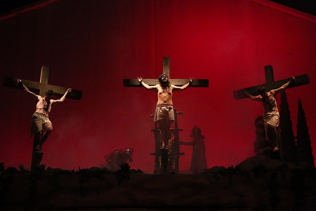 Crucifixion scene at the Promise play