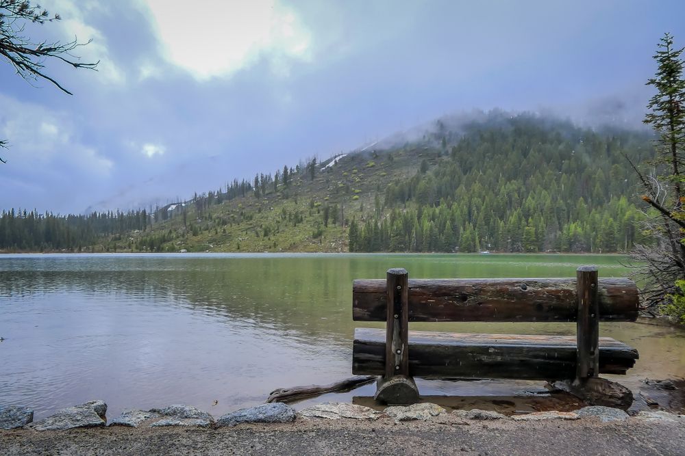 Bench overlooking String Lake