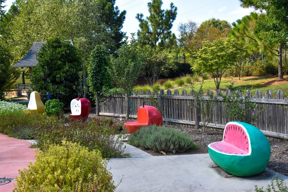 Fruit-shaped chairs at Gateway Gardens