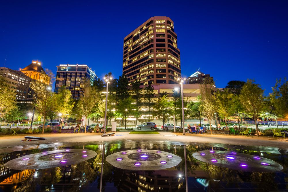 Scenic night scene at LeBauer Park