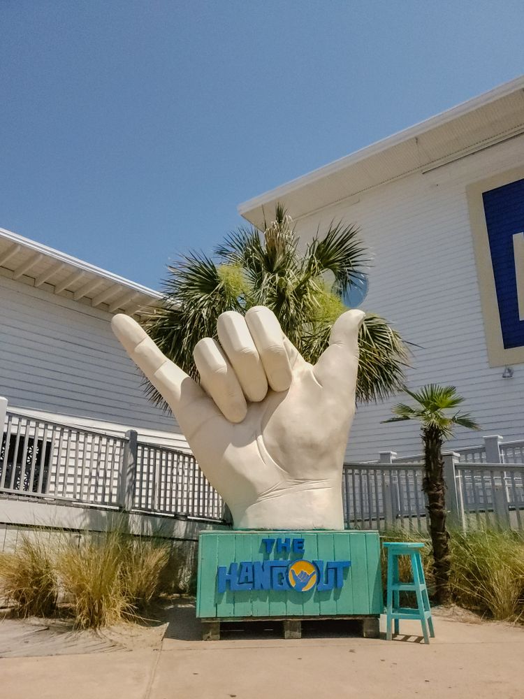 Sculpture in front of The Hangout