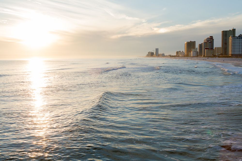 Sunset reflecting on Gulf Shores Beach waters