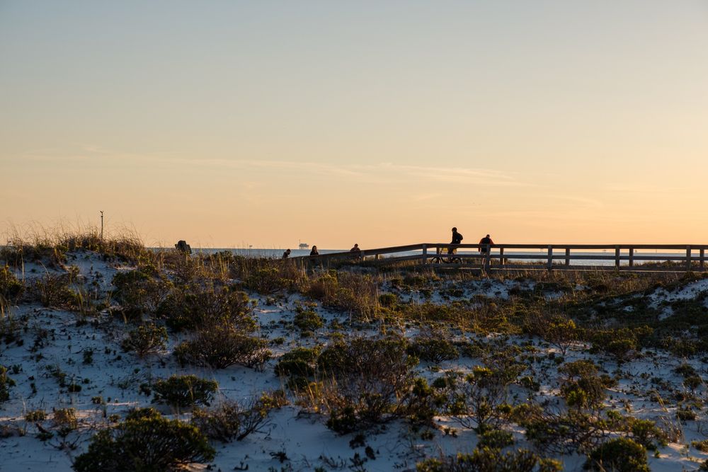 Silhouette of people riding their bike at Gulf Shores