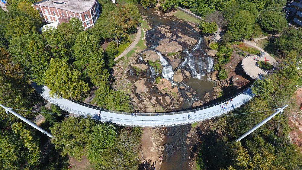 Aerial view of Liberty Bridge