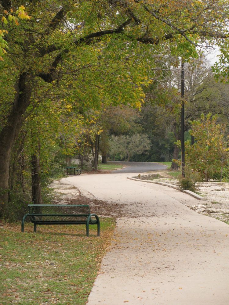 Trail beside the waters of Blue Hole Park