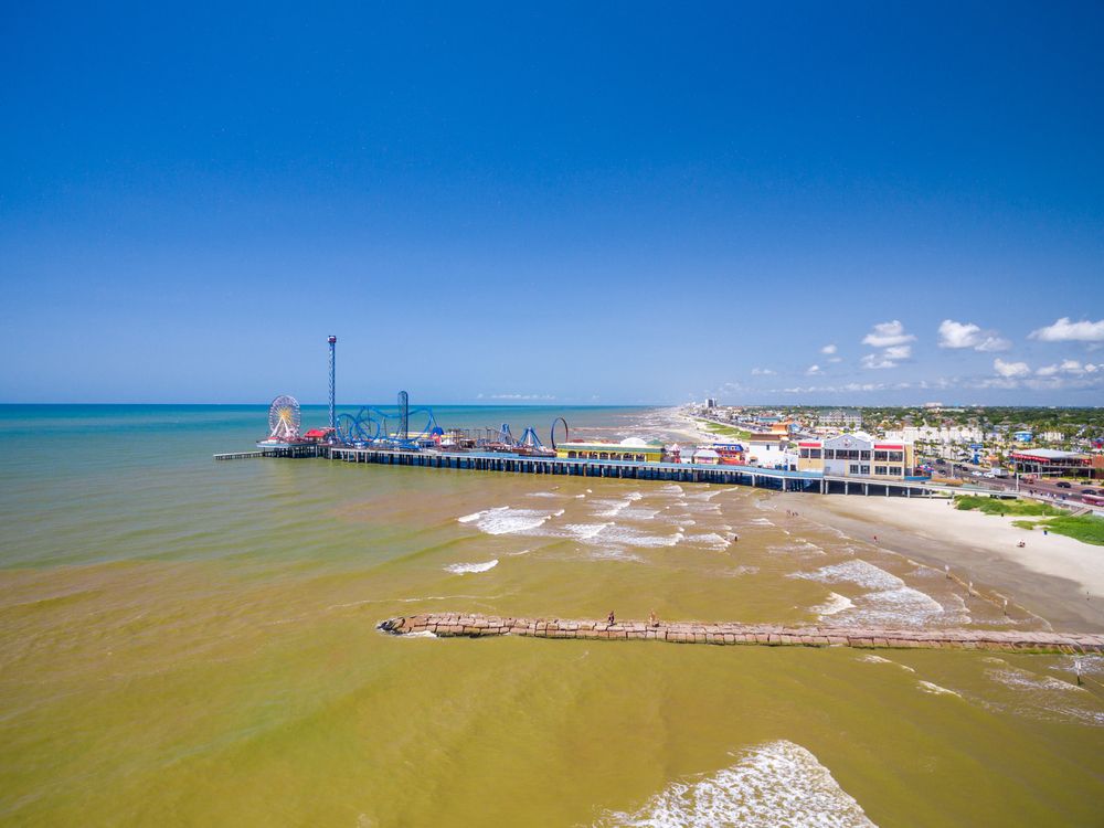 Aerial view of Galveston Island Historic Pleasure Pier