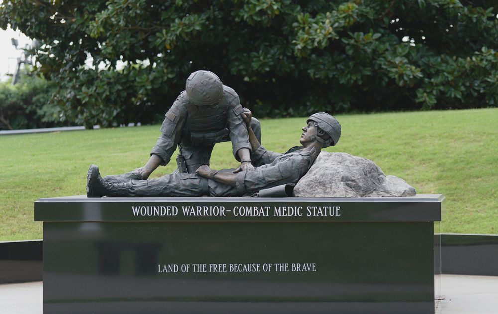 Wounded warrior statue at Huntsville Madison County Veterans Memorial