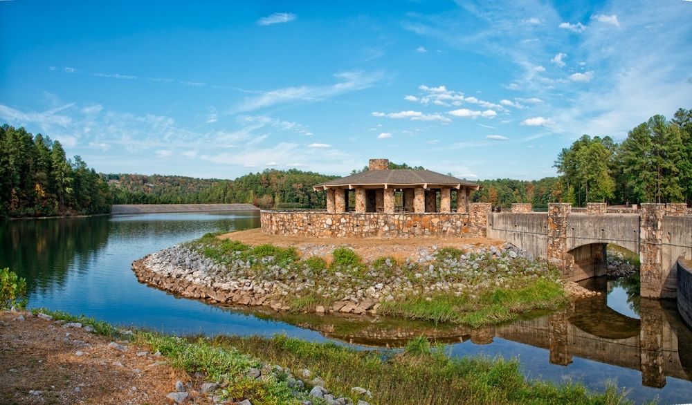 Pavilion near the waters of Oak Mountain State Park
