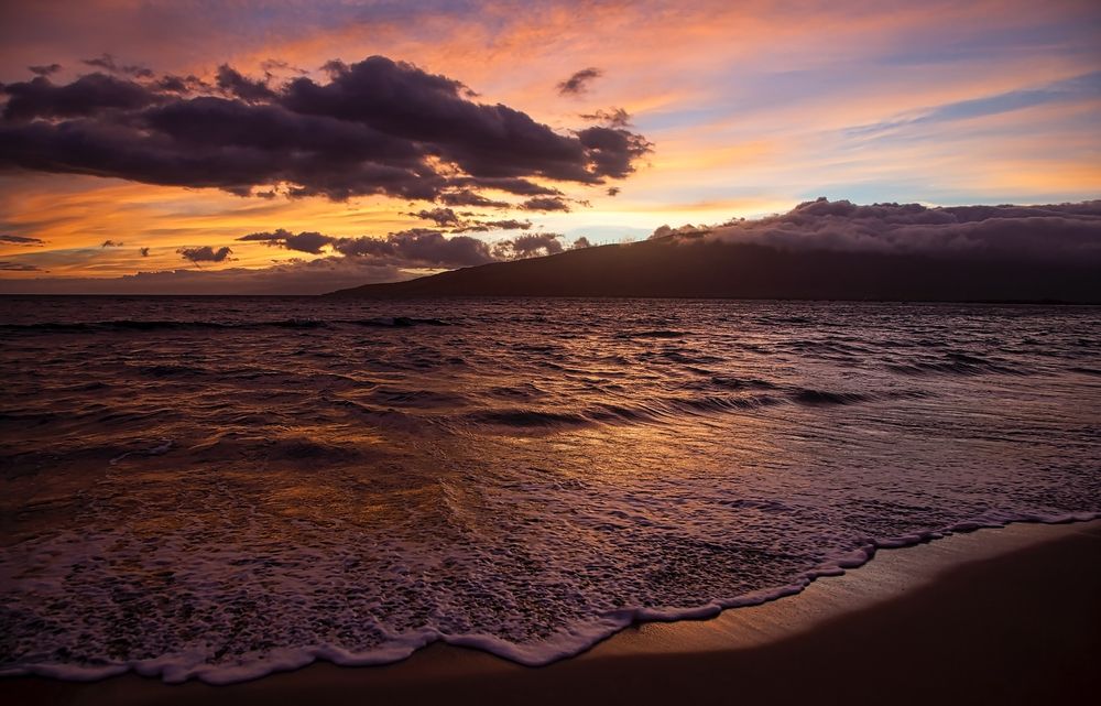 A beach at West Maui Mountains