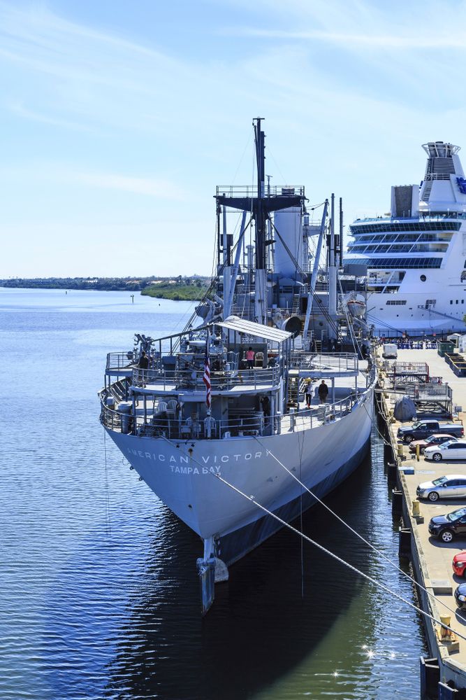 Aerial view of the American Victory Ship and Museum
