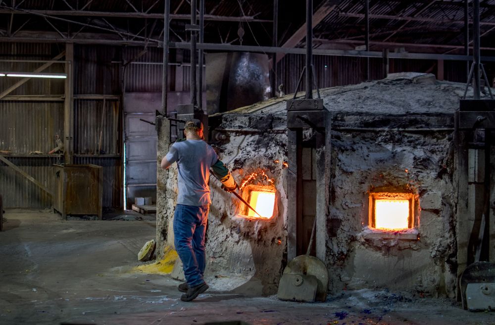 A glass specialist in Kokomo Opalescent Glass Factory