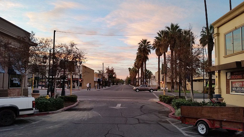 Sunset over Downtown Hemet Historic District