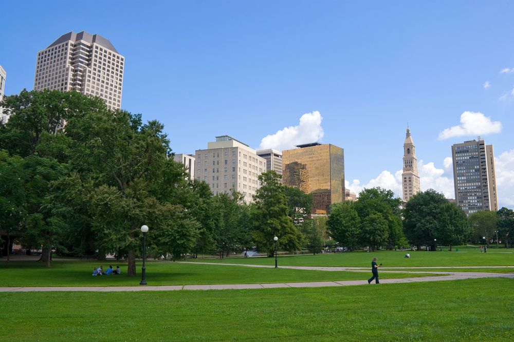 The vast grounds of Bushnell Park