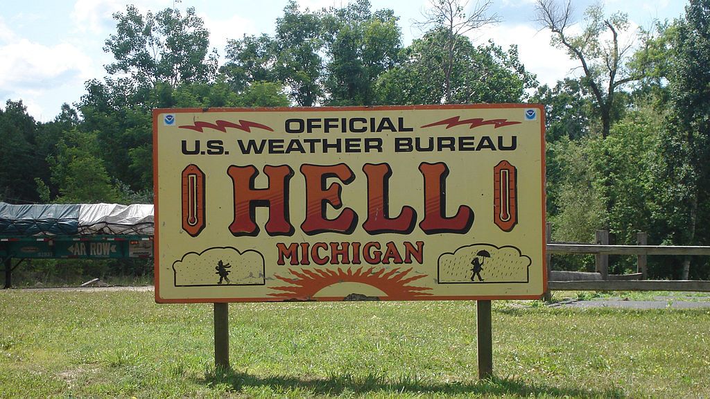 Sign post for Hell's weather station
