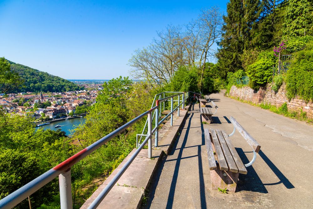 Wooden benches along Philosophenweg