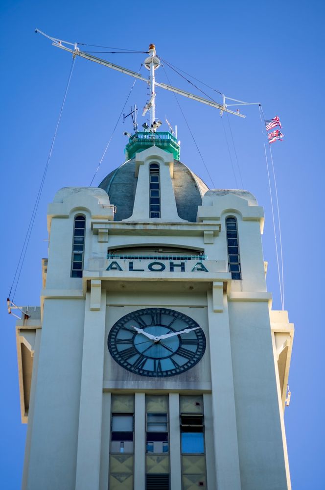 Top half of the Aloha Tower