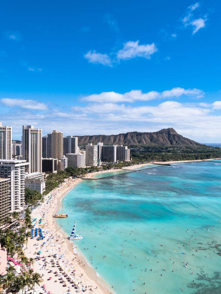 Aerial view of the stunning Waikiki Beach
