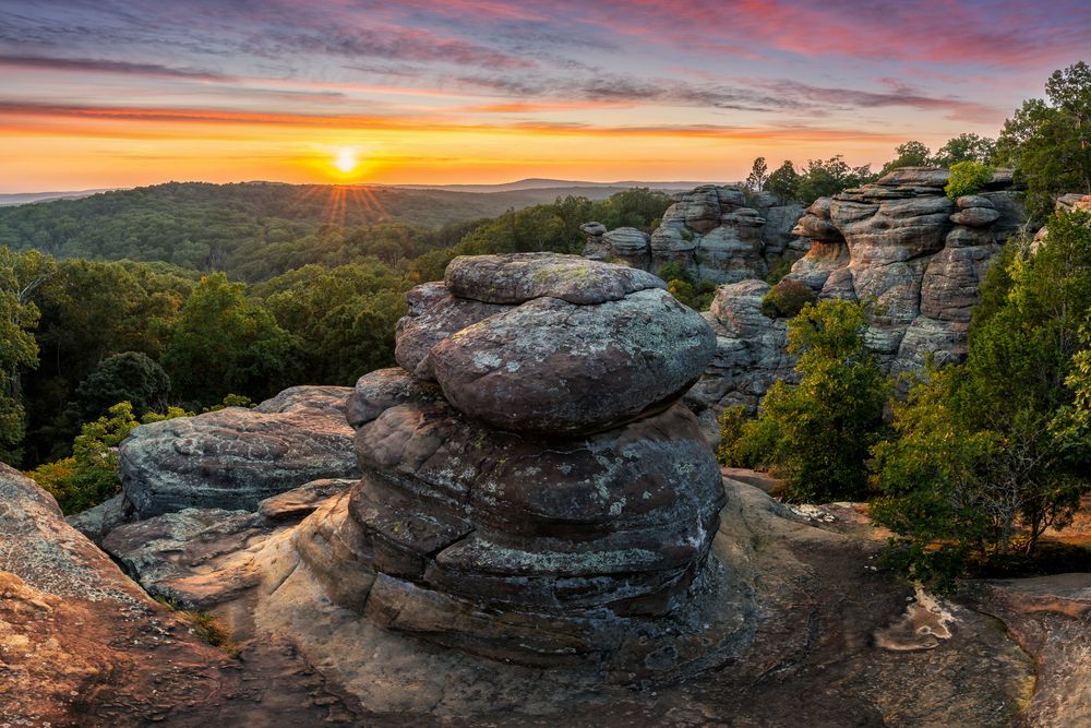 Scenic sunset over Garden of the Gods