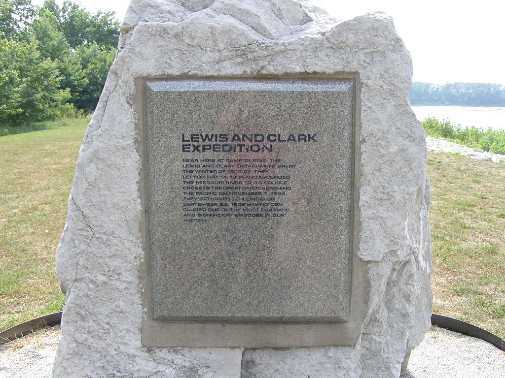 Monument of Lewis and Clark expedition at Lewis and Clark State Historic Site
