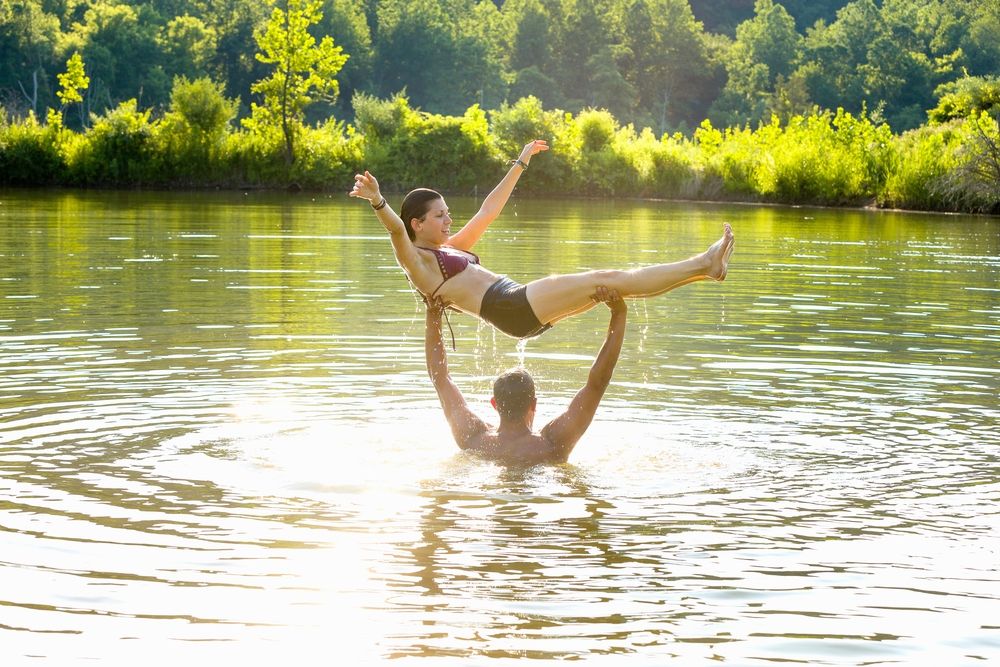 A couple swimming at Delaware Canal State Park