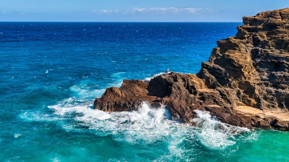 Aerial view of Halona Blowhole Lookout