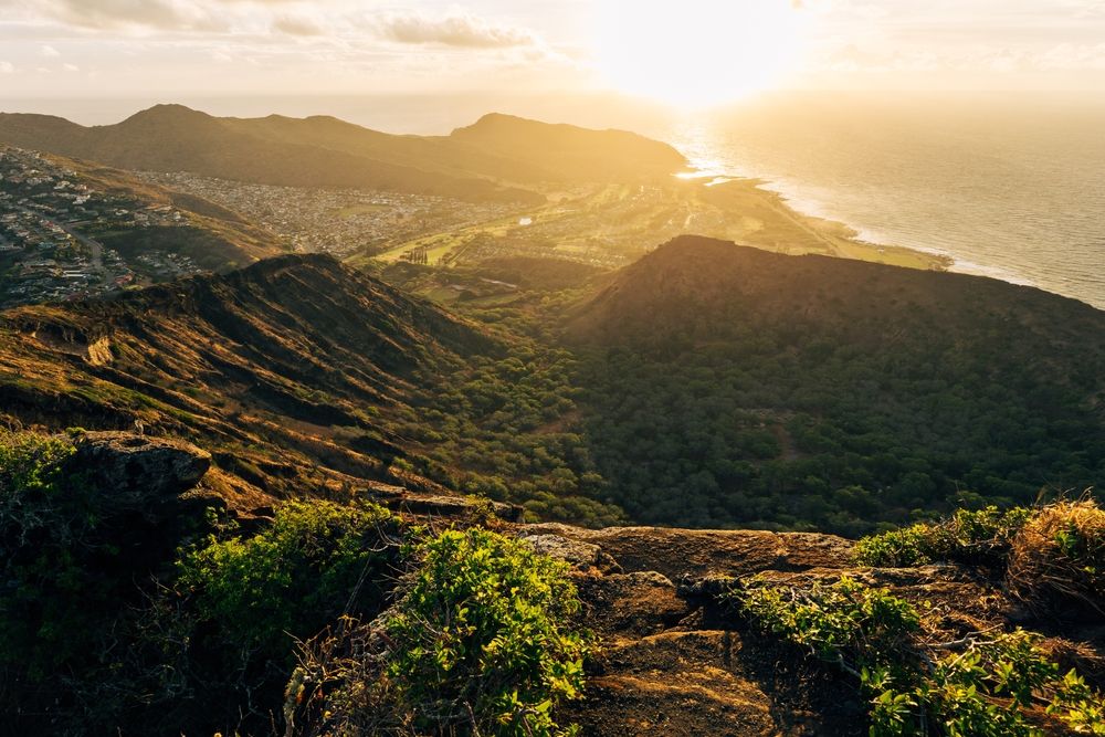 Gorgeous sunset view from Koko Crater Botanical Garden