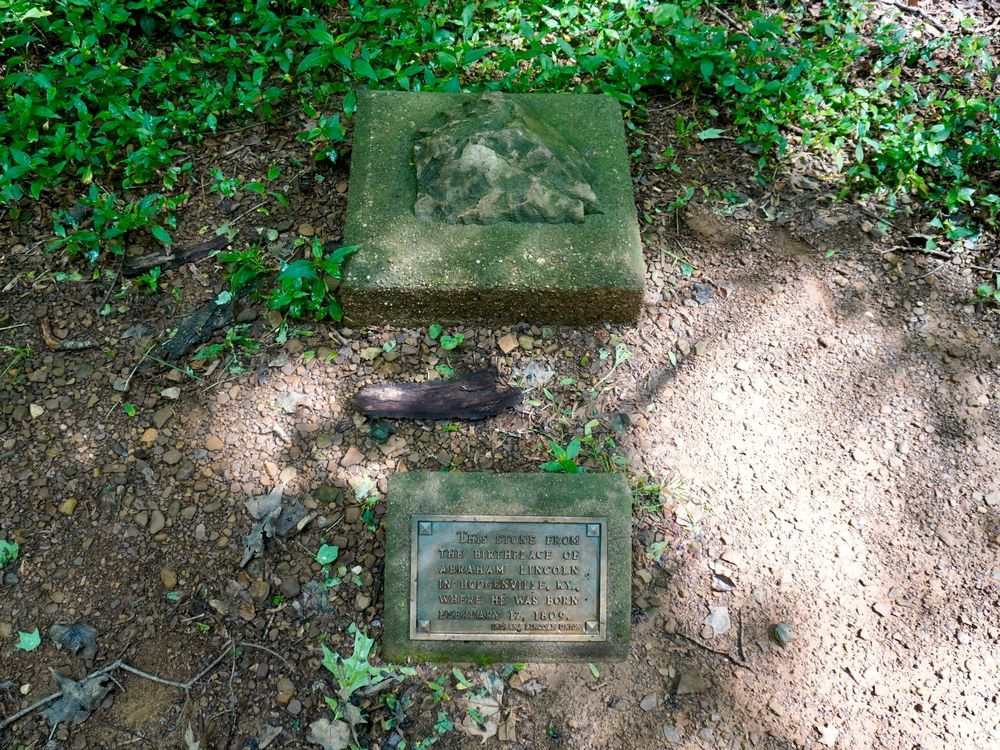 Stone marker of Lincoln’s Boyhood Home