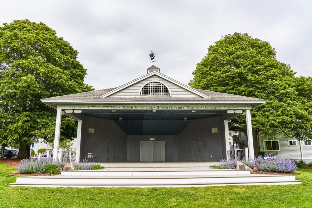 A bandstand at Hyannis HyArts Cultural District