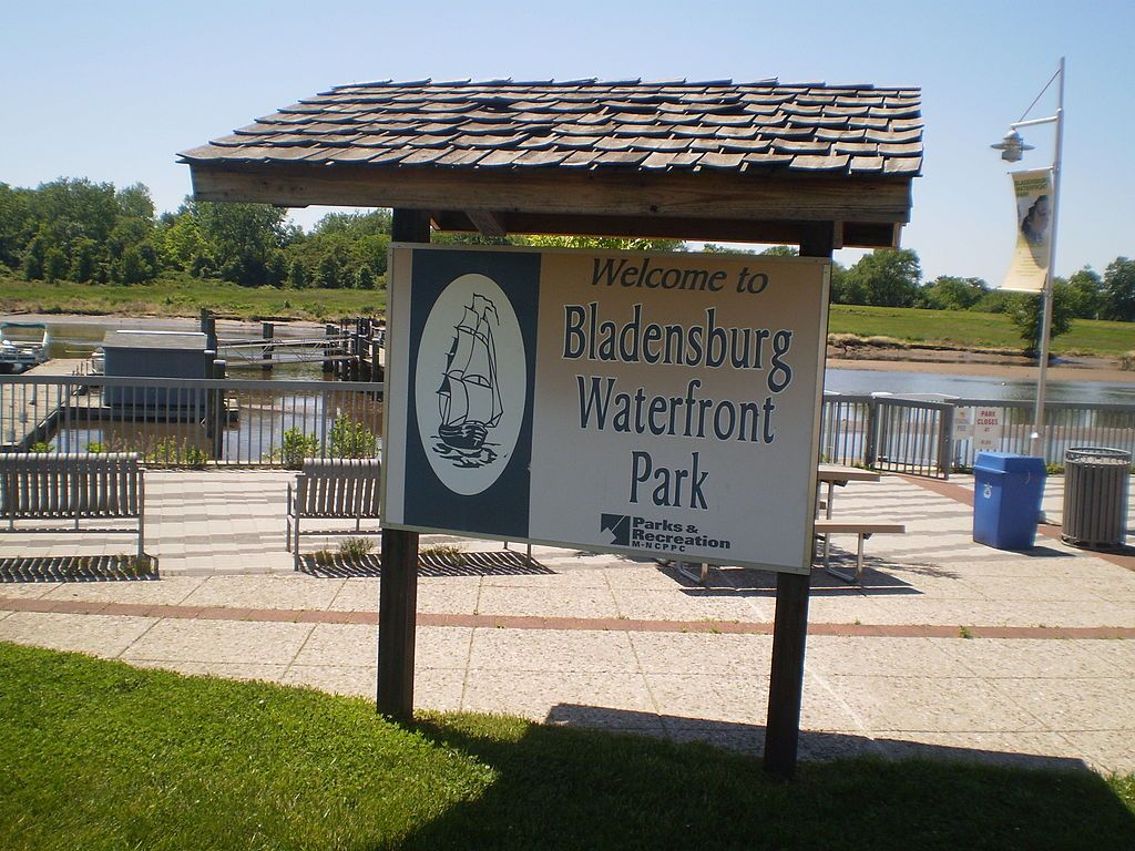 Welcome sign of Bladensburg Waterfront Park