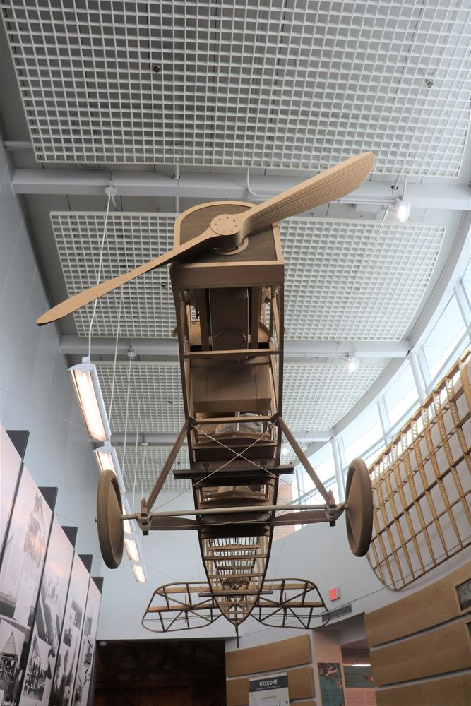 Aircraft hanging from College Park Aviation Museum's ceiling