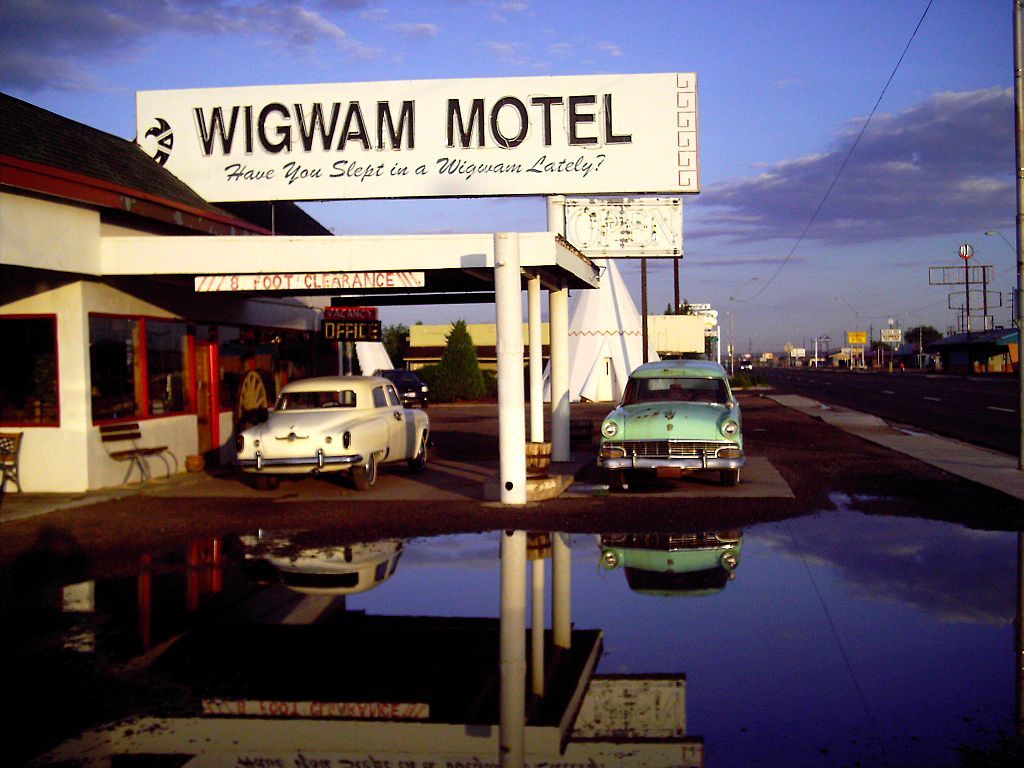Name sign of Wigwam Village #6 Motel.