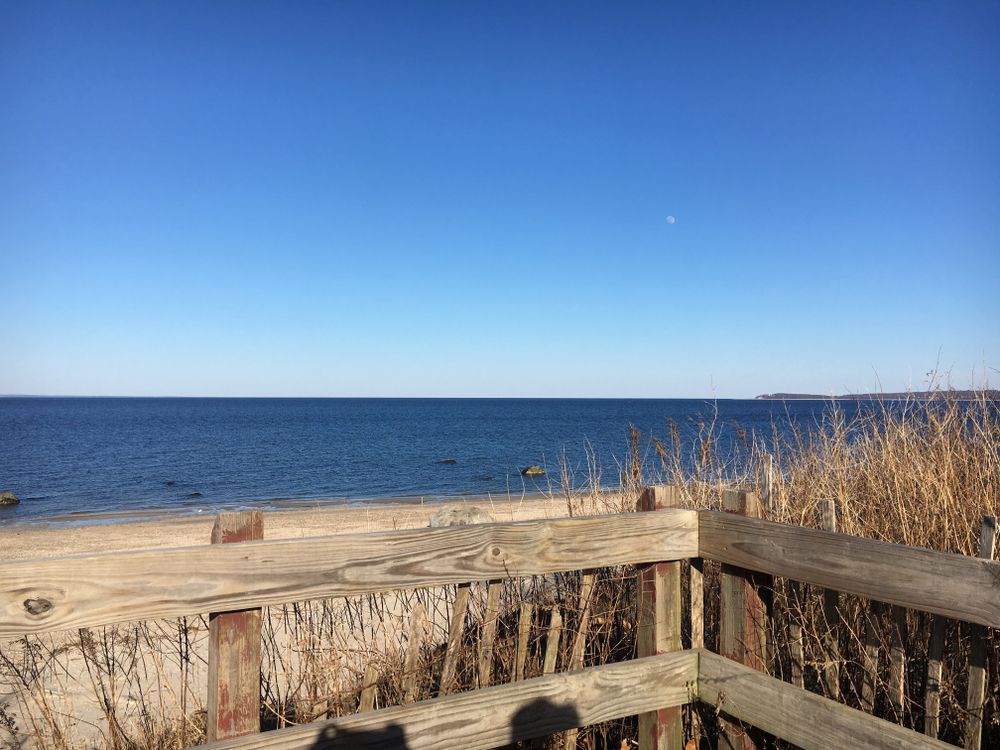 White sand and the sea at caumsett park.