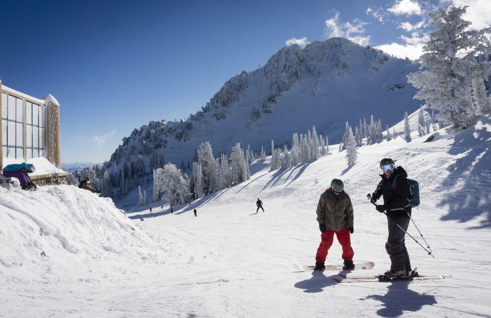 People skiing at Snowbasin Resort