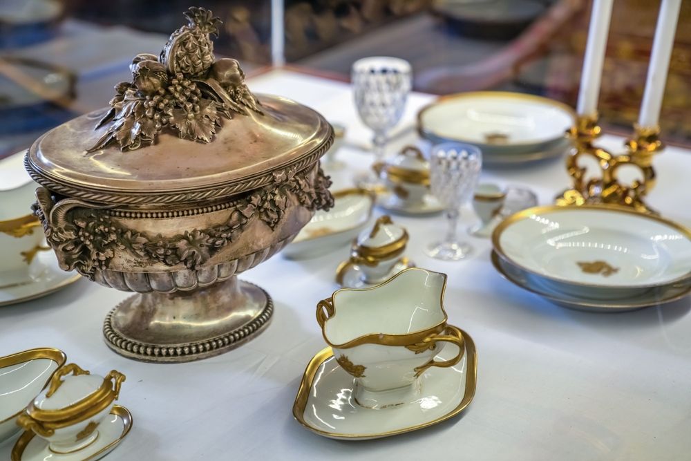 Expensive-looking cups in An Dinh Royal Palace