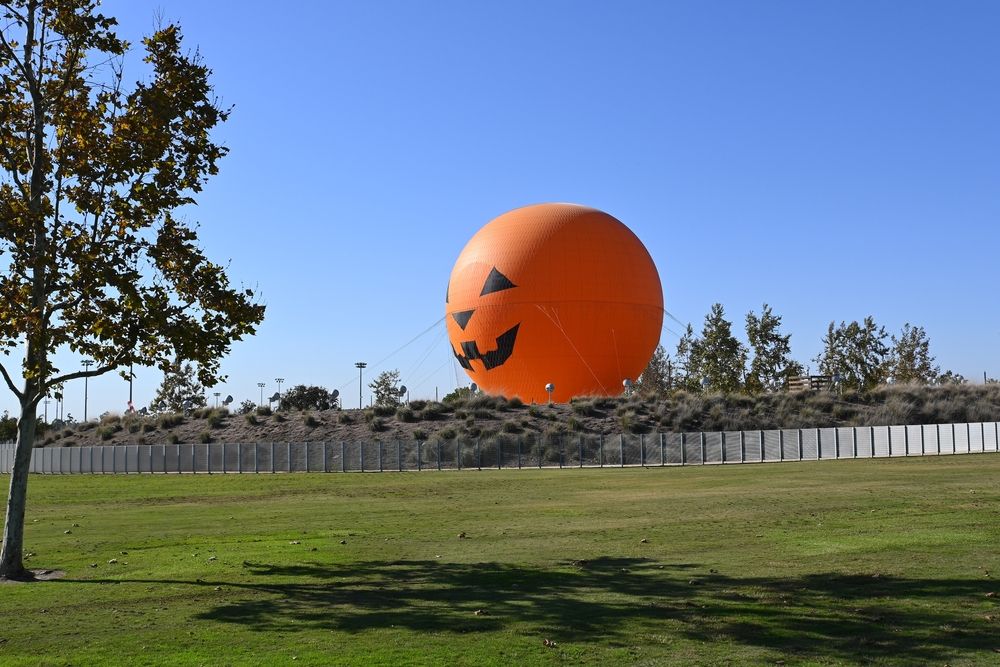 A Great Park Balloon decorated for Halloween