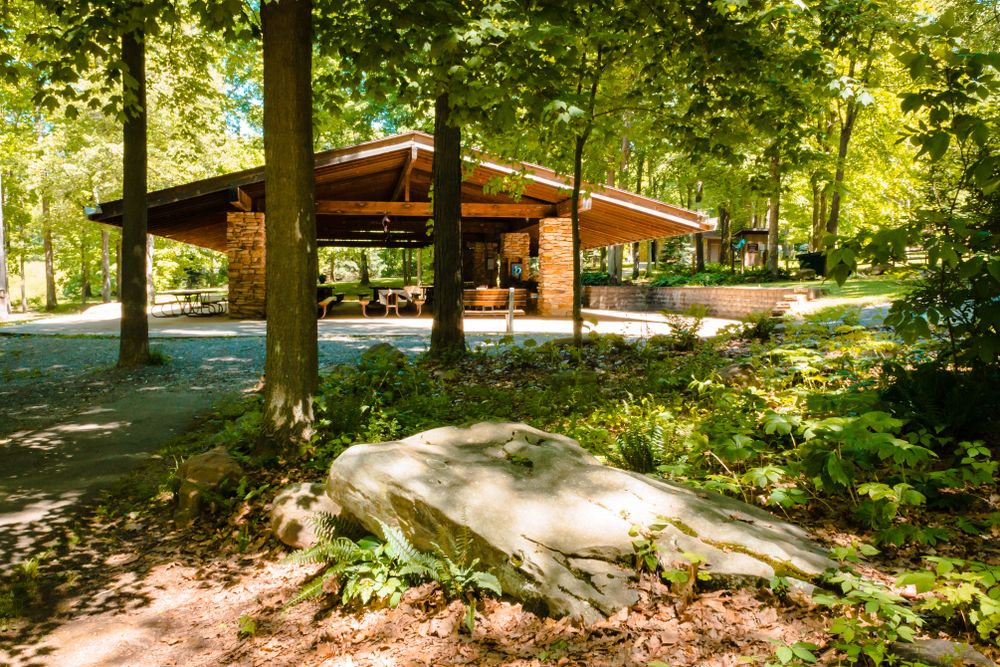 View of Blue Spruce Park's picnic pavilion