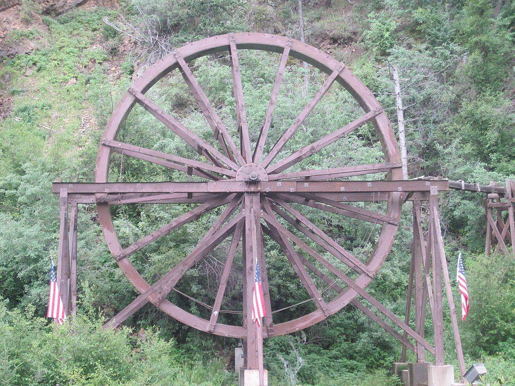 Close view of the Charlie Tayler Water Wheel