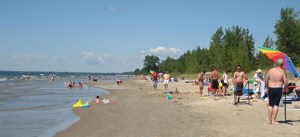 People enjoying the sun at Southwick Beach State Park