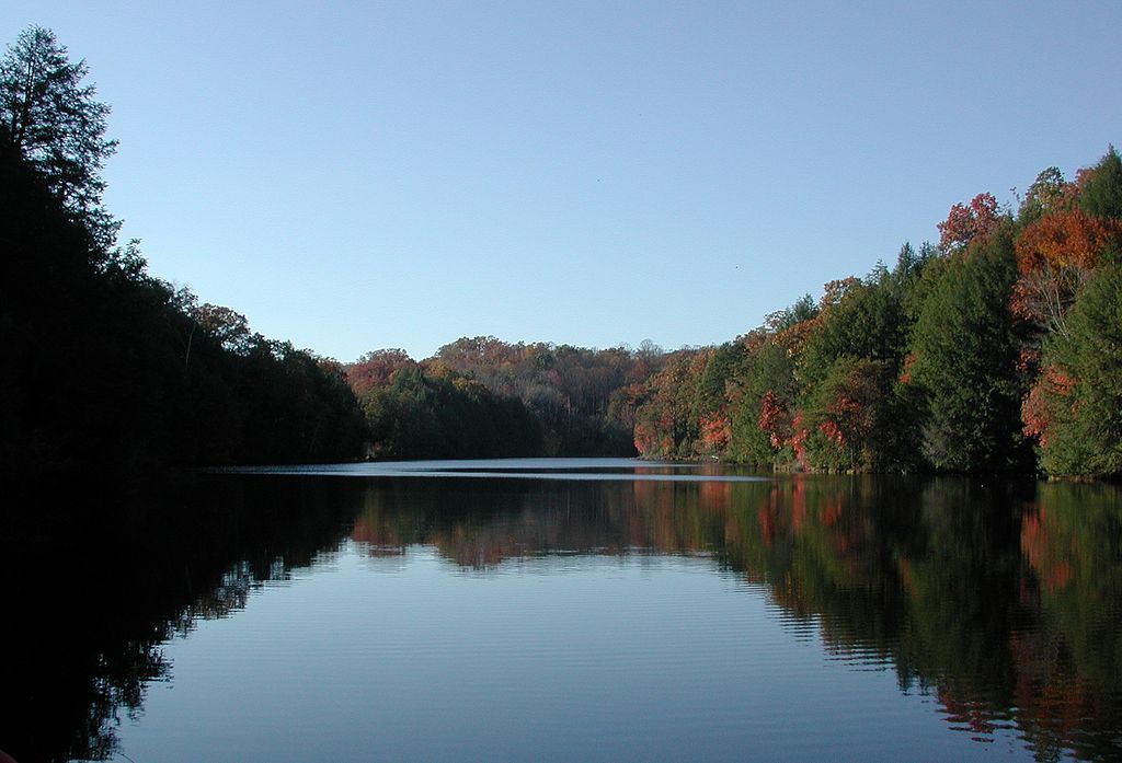 The calm waters of Lake Katharine State Nature Preserve