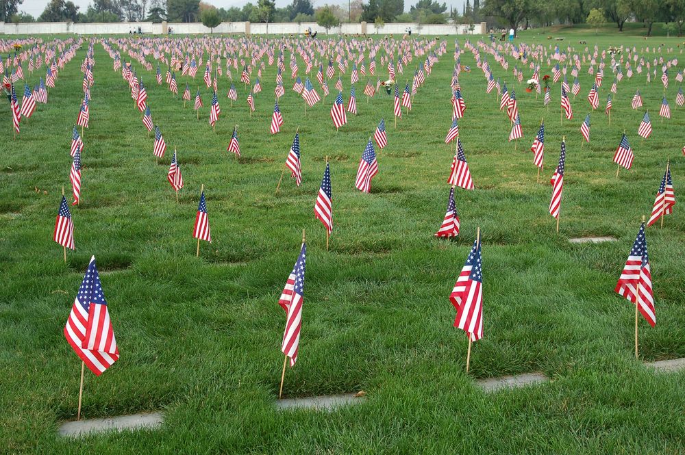 Field of U.S flags at Riverside National Cemetery