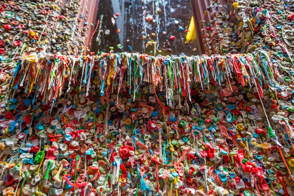 View of the colorful Gum Wall