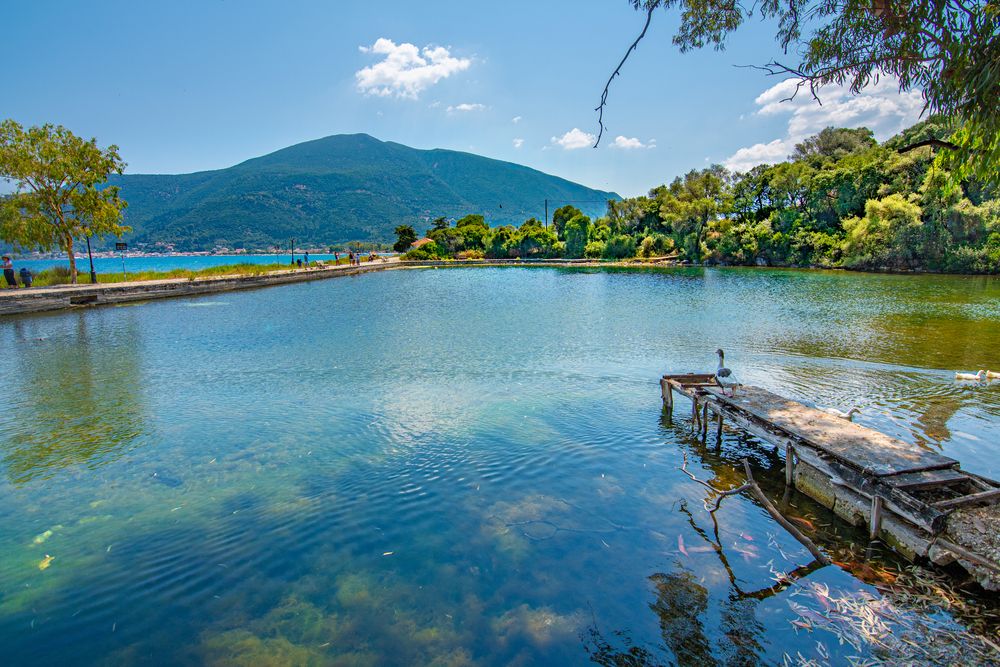 Sunny day at Karavomilos Lake
